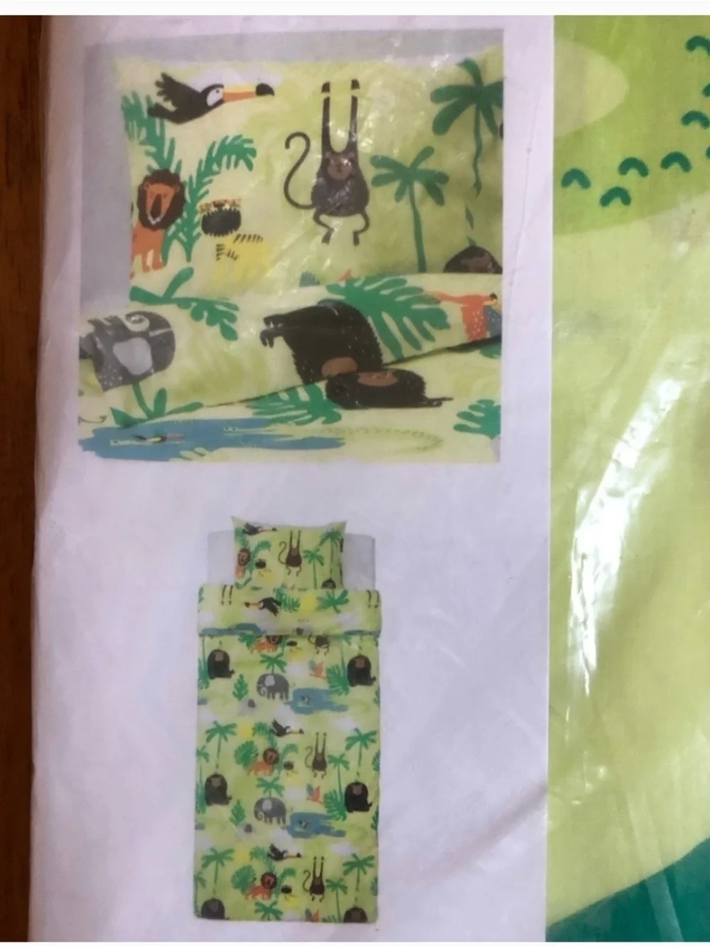 IKEA Multicolor Jungle Animal Cotton Duvet Cover w/Yellow & Blue Accents | Twin